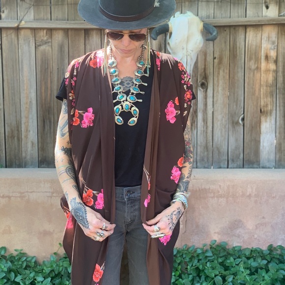 Vintage 70s Flapper Style Kimono Robe Beach Wear - Picture 5 of 11